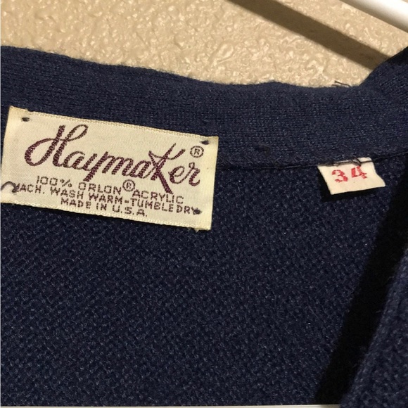 Vintage Haymaker Navy Blue Button Cardigan Sweater Adult Size 34 USA Made - Picture 4 of 6